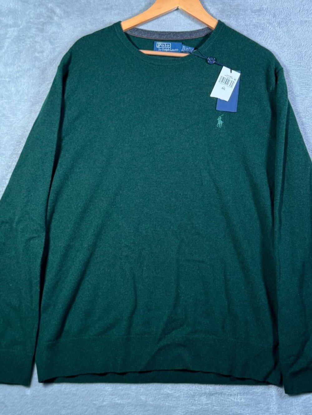 Polo Ralph Lauren Sweater Mens XXL Green Crewneck 100% Wool Knit Pullover $198
